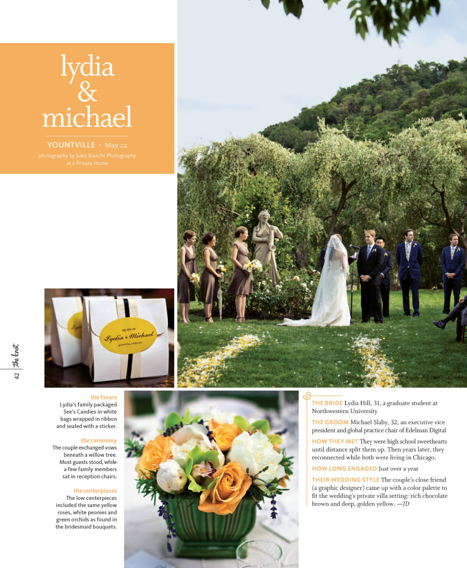 Napa Destination wedding photography featured in The Knot